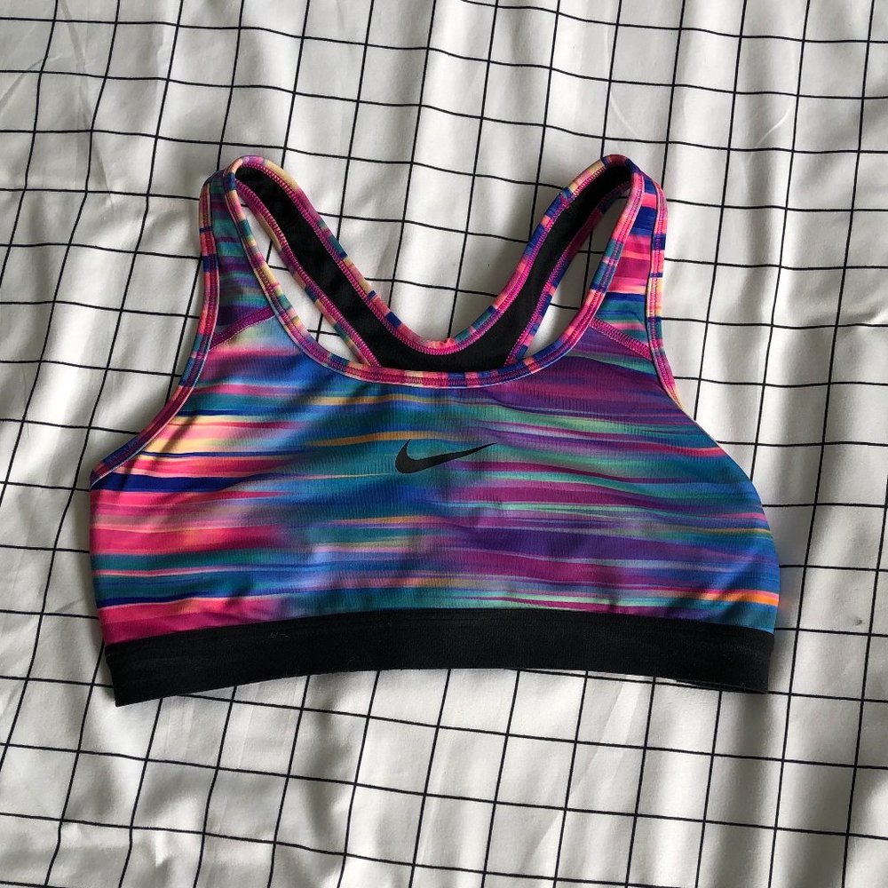 Colorblock rainbow stripes Nike sports bra medium
